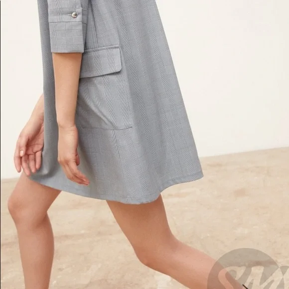 NWT ZARA Houndstooth Plaid Dress - Picture 2 of 6